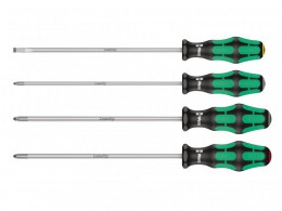 Wera 335/350/355/4 Long series 4pc Screwdriver set PZ1/200; PZ2/200; PH2/200; SL5.5/200mm £31.99
